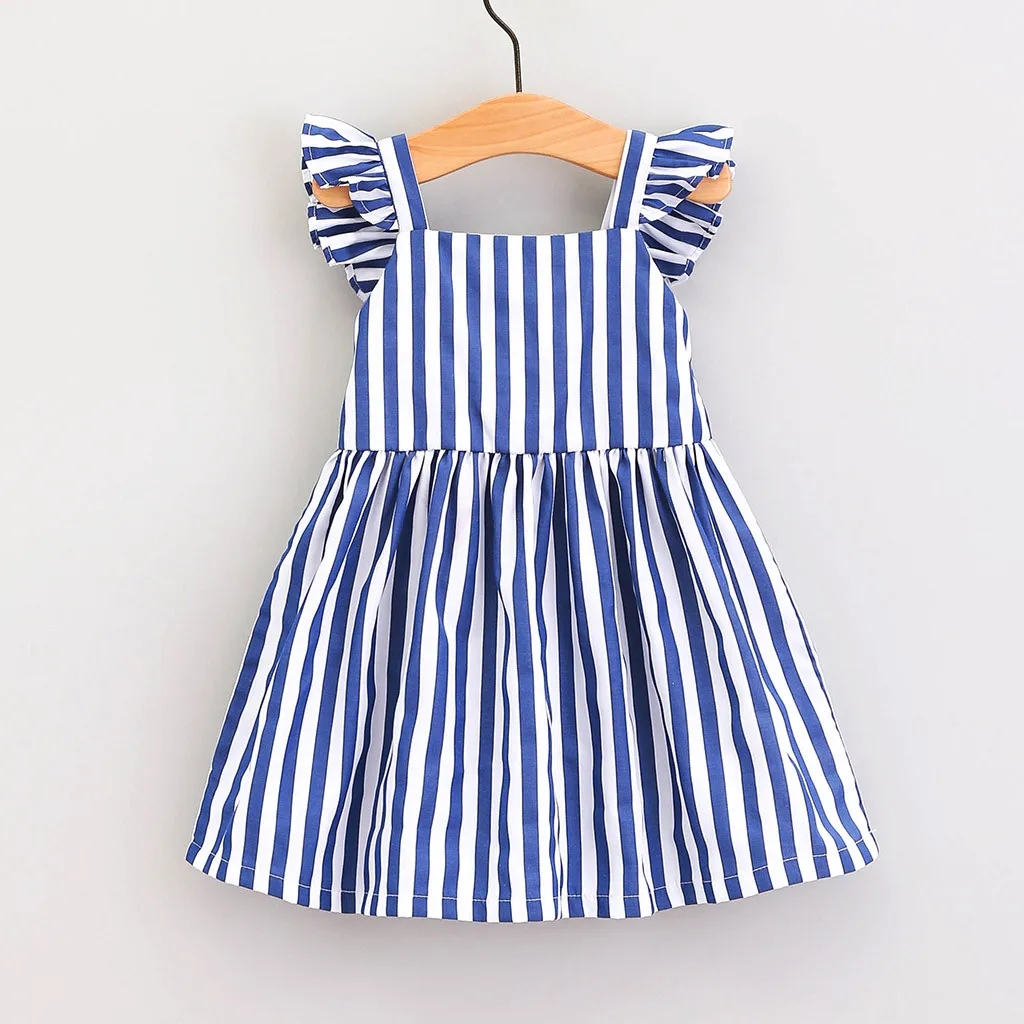 

Infant Kid Baby Meisje Backless Boog Streep Mouwloze Partij Prinses Jurk Kleding Meisjes Jurk Leuke Kleding Voor Meisjes dress
