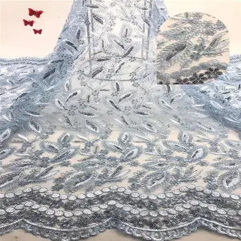 

Best-selling African mesh gauze lace embroidery Nigerian French fabric and sequins high quality African tulle lace fabric JX413-