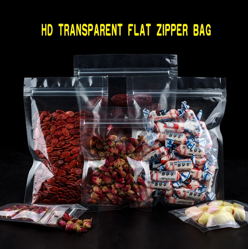 1 HD transparent flat,Ziplock pocket,Thicken, bag,Reseal,Zipper,Bulging ,package,Store,Home,Office,food,storage,Powder,granules.Dried fruit,tea,seasoning,whole grains,casual  (1)