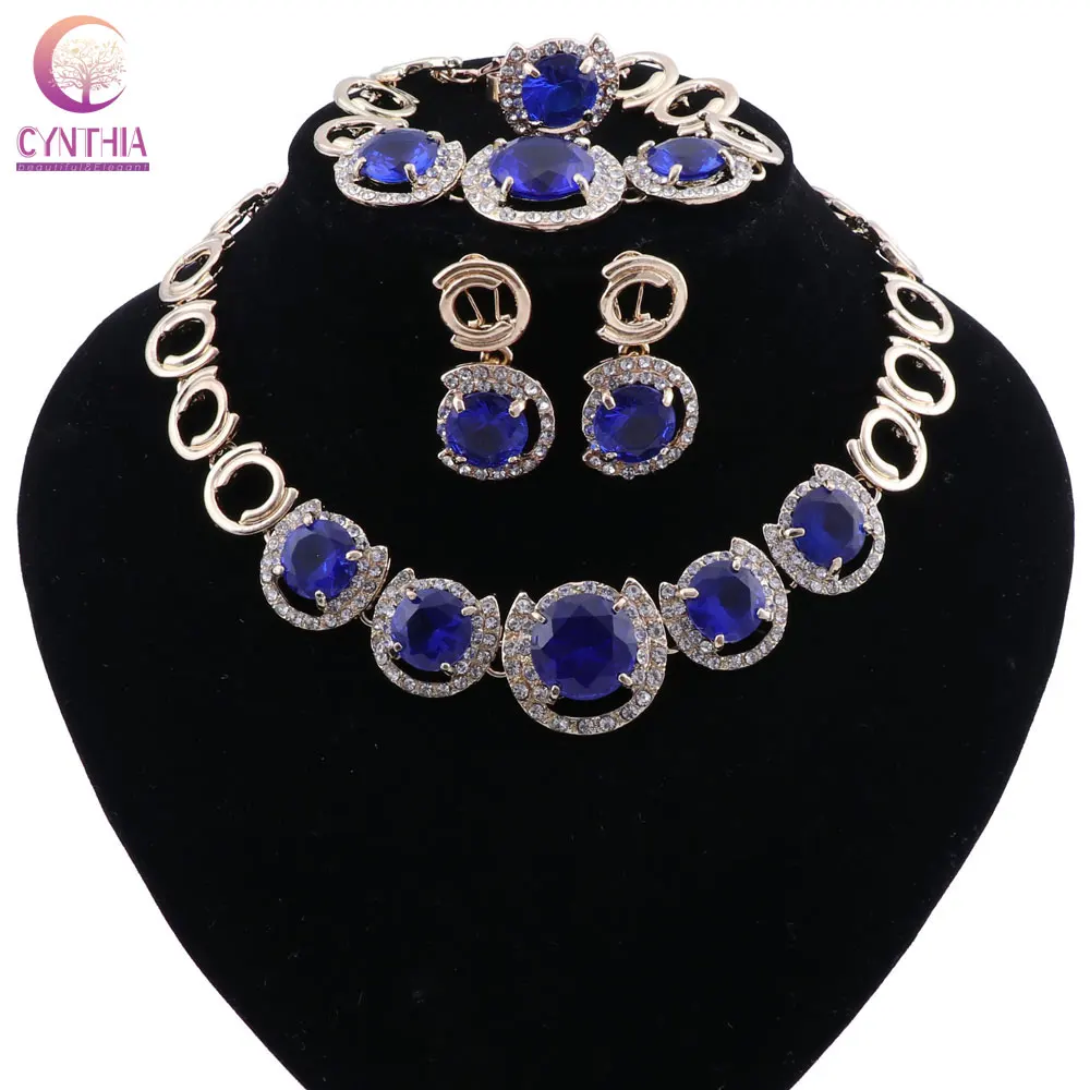 

CYNTHIA Fine African Beads Jewelry Sets Crystal Necklace Set Nigerian Wedding Accessories Bridal Collar Costume Jewelry Set