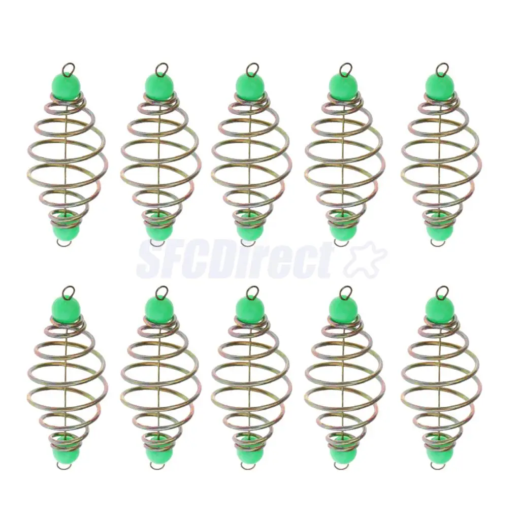 

10pcs Spring/Coil Inline Fishing Feeders, Baits Cage Carp Fishing Tackle