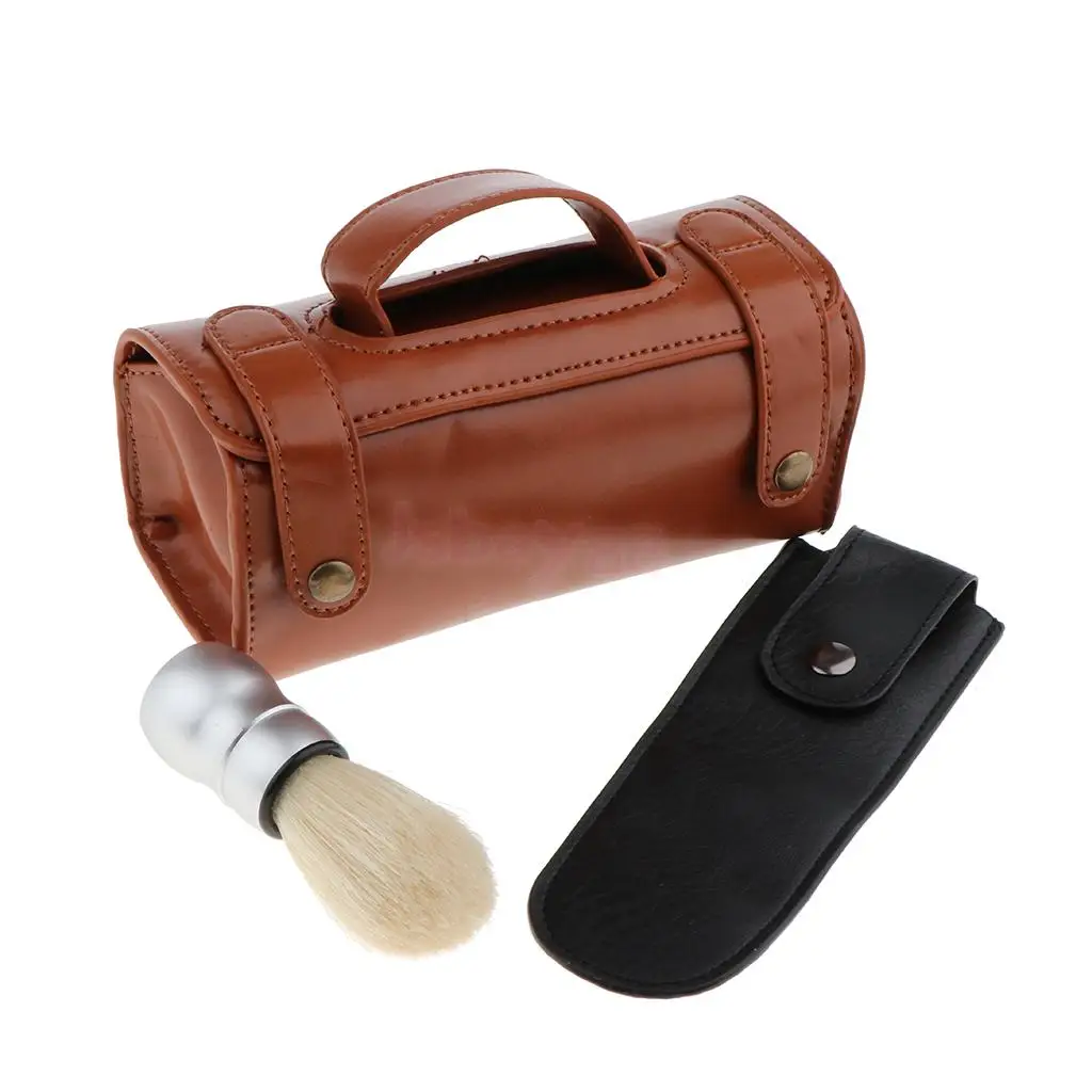 Buy Men's Travel Shave Set Shave Brush Straight Razor Case Holder Storage Bag