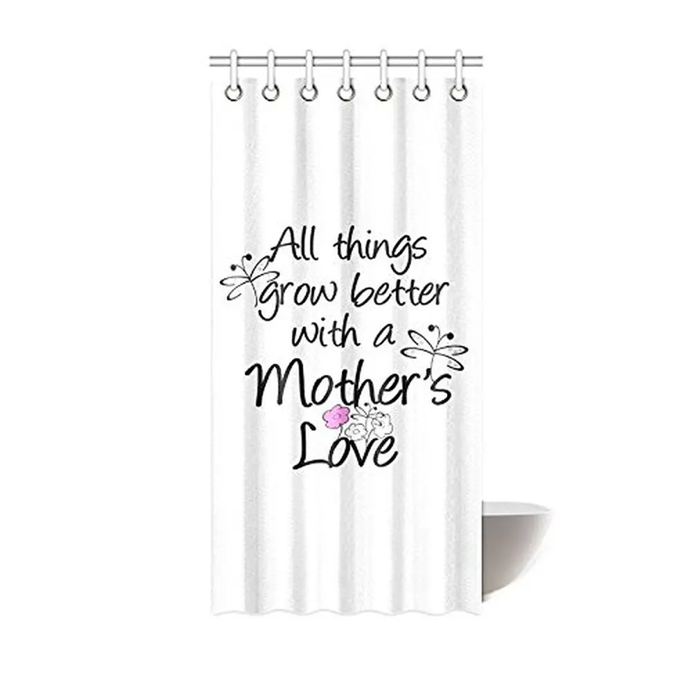 36w 72h inch Creative Funny Saying & Quotes All Things Grow Better with a Mother s Love Fabric Shower Curtain Hook Attached in Shower Curtains from