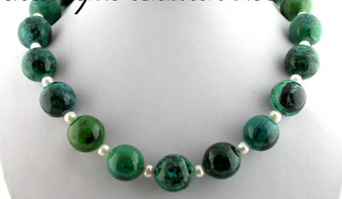 

ddh002591 Palmary 16mm nature round malachite white pearl necklace