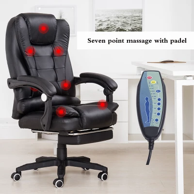 7point massage pedal Офисное кресло Boss PU кожаное вращающееся массажное кресло с подножкой для ног домашнее кресло эргономичное компьютерное кресло - Цвет: 7point massage pedal