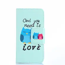 Colofrul Padrão Coruja Dos Desenhos Animados Amor Slot Para Cartão de Carteira de Couro PU ficar tampa do caso da aleta para o htc one mini 2 m8 mini