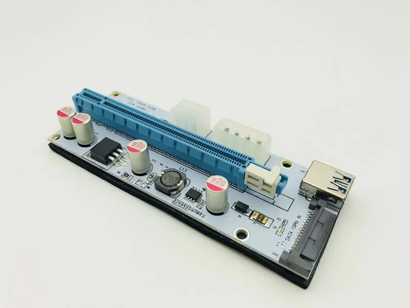 Адаптер PCI E 3 в 1 10 шт. 4 контактный разъем Molex 6pin SATA 60 см PCIE 1x к 16x переходная карта