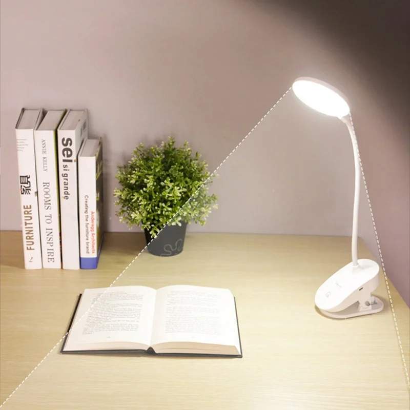 

USB Power Rechargeable Eye Protecting Reading LED Book Light Desk Lamp with Clip for The Study Room Bedroom Living