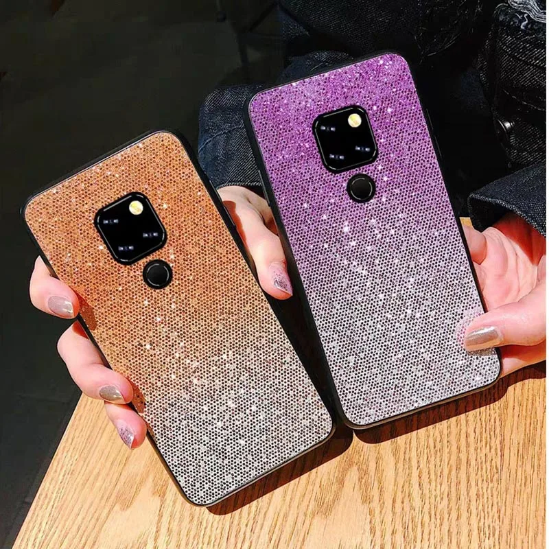 Силиконовый чехол с блестками для Huawei Mate 20 Lite 10 Pro Nova 4 2S 3i P Smart Plus на Honor V10 8C 8X 7X 9 8