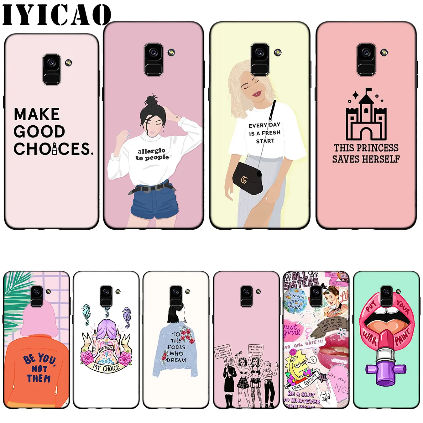 Силиконовый мягкий чехол IYICAO для Samsung Galaxy A6 Plus A9 A8 A7 2018 A3 A5 2016 2017 Note 9 8 | Мобильные