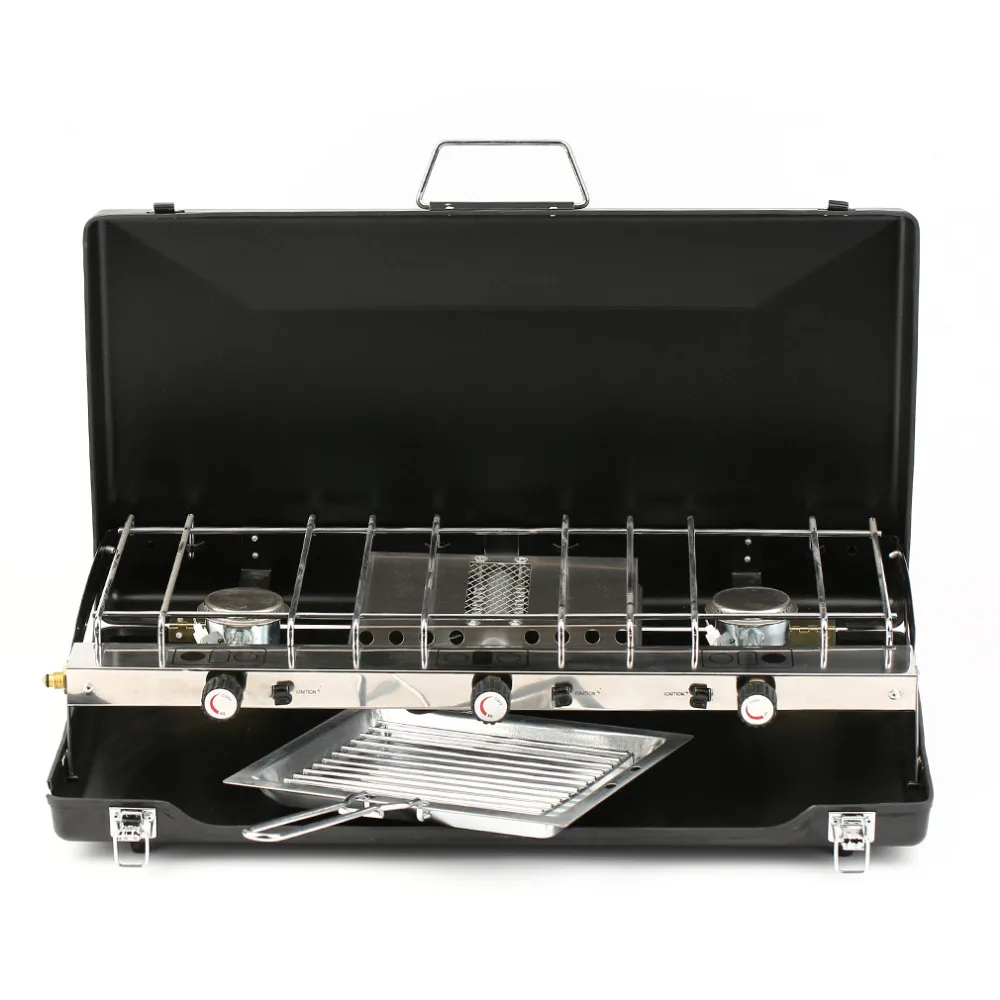 

Practical Folding 4.5kW Portable Double Cooking Range Gas Stove for Camping Outdoor Burner Stove Outdoor Use Ship From DE