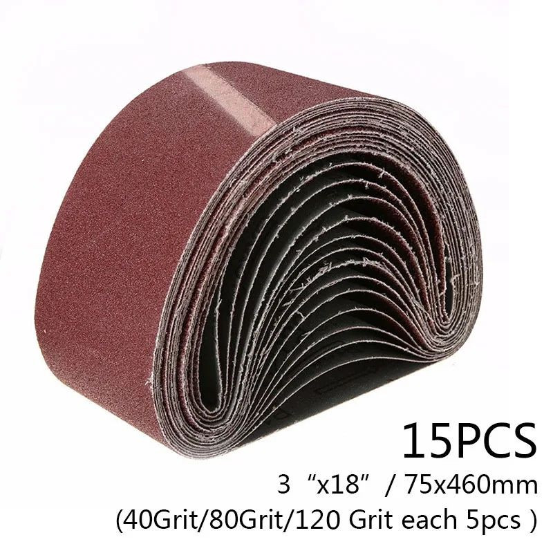 

15x Mix 3 x 18 Sanding Belt Aluminium Oxide 40/80/120 Grits Sander Abrasive