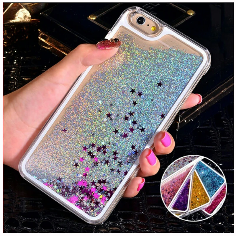 

Fun Dynamic Liquid Glitter Star Quicksand Phone Case For iphone 5C 5 5S 6 6s 7 8 plus plastic Hard Cover cases for iphone x case