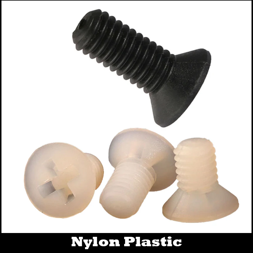 

M3 M3*15 M3x15 M3*25 M3x25 White Black Nylon Plastic Bolt Insulating Philips Cross Recessed Flat CSK Countersunk Head Screw