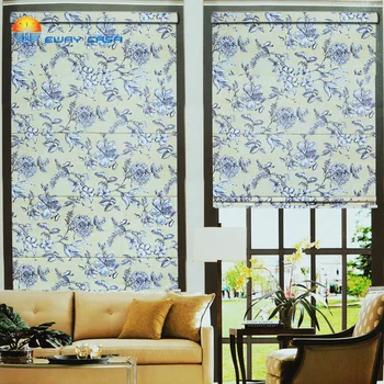 

EWAY CASA 100% Blackout Coating Waterproof Roman Shades for kitchen Window Printed Roman Curtain Blinds For Bedroom No.RC_RM_06