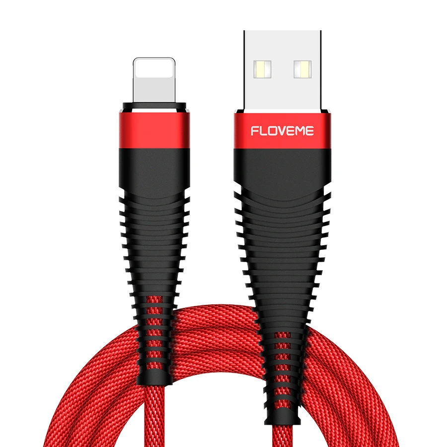 usb кабель айфон 10 для iPhone 7 plus se кабель Floveme высокая прочность USB кабель для iphone 8 6 6 S 7 Plus X для Lightning/USB оплетка 2A зарядный кабель для передачи данных для Ipad 1 2 зарядное устройство - Цвет: Red Color
