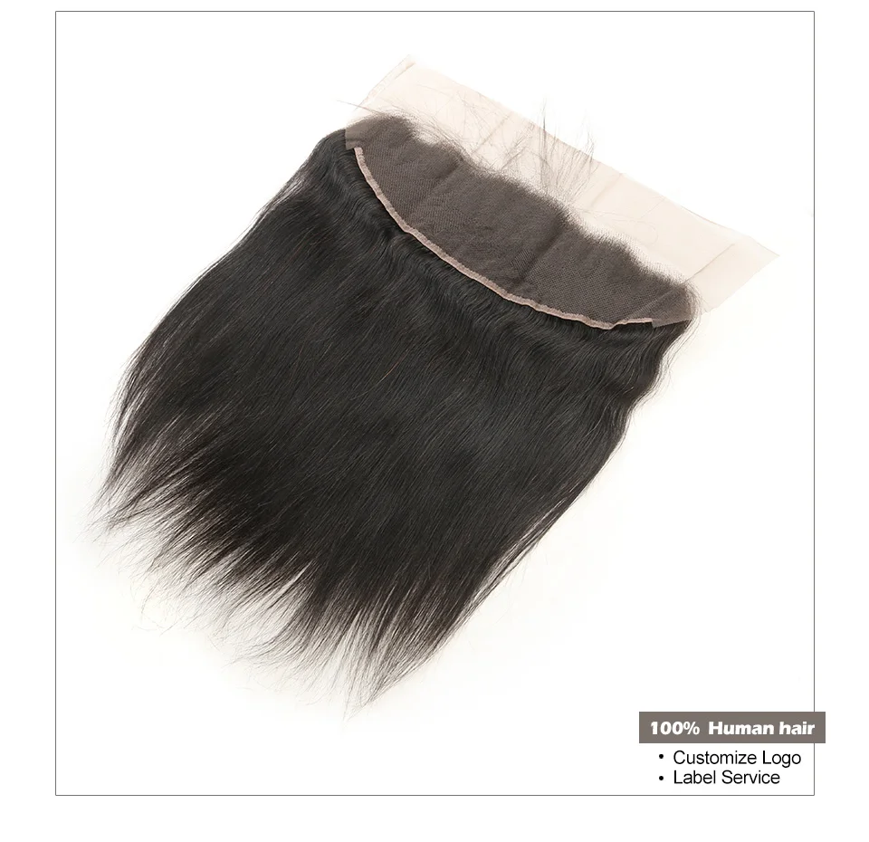Hair Villa Pre-Colored Brazilian Straight Bundles With 134 Lace Frontal Closure #1B Natural Black Non-Remy Human Hair Weave (6)