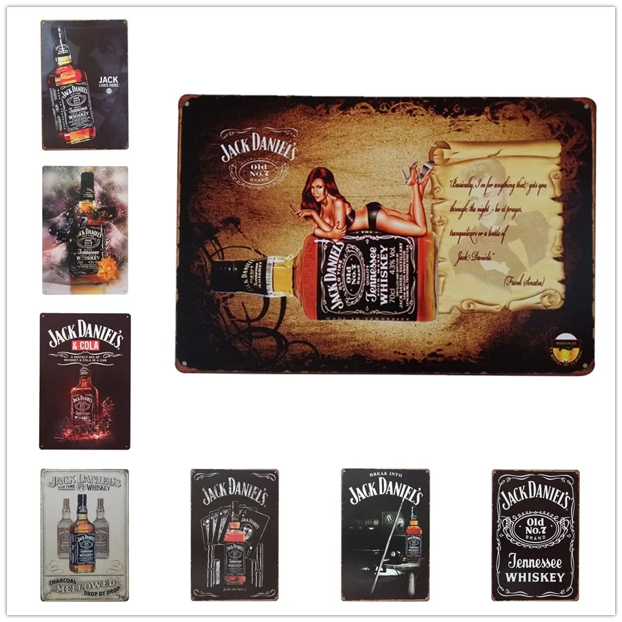 Ретро пивной бренд Джек Дэниэлс виски металлический плакат настенная живопись для бара паба домашний декор доска