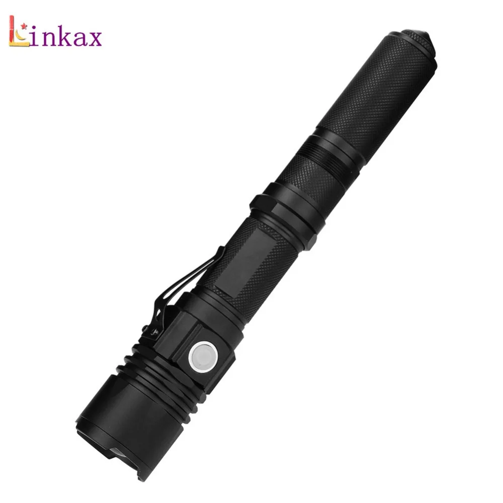 

3-in-1 LED Flashlight XML-T6 LED USB Charging Torch 3 Modes with Safety Hammer Knife Lights for Outdoor Camping Lamp by 18650