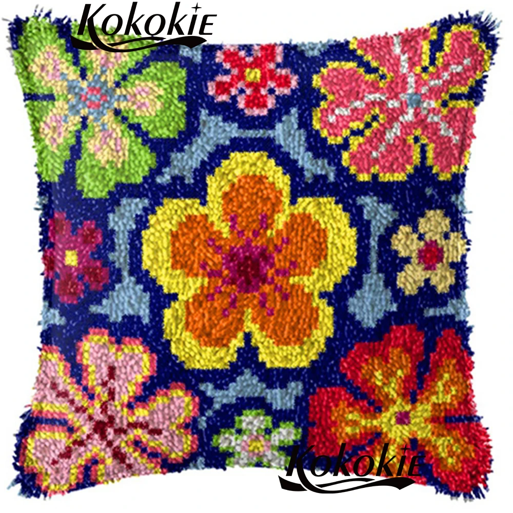 

Latch hook flowers carpet cross stitch kits embroidery yarn handicraft needlework set Crocheting Rug Yarn Patchwork Pillowcase