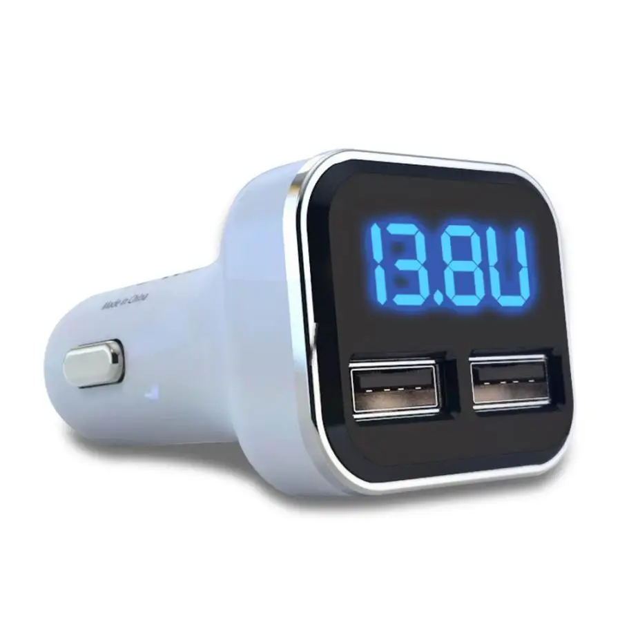 Auto car-styling Quick Charge Dual USB Smart Car Charger Adapter Voltage DC 5V 4.8A Tester For iPhone For Samsung Aux Auto