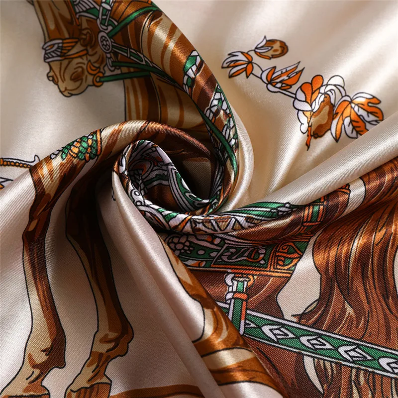 Foulards en soie femmes marque de luxe été créateur de mode tête/écharpe de cheveux 90*90 cm Hijab Bandana Cheveux Foulard Femme 90X90 CM  200000297