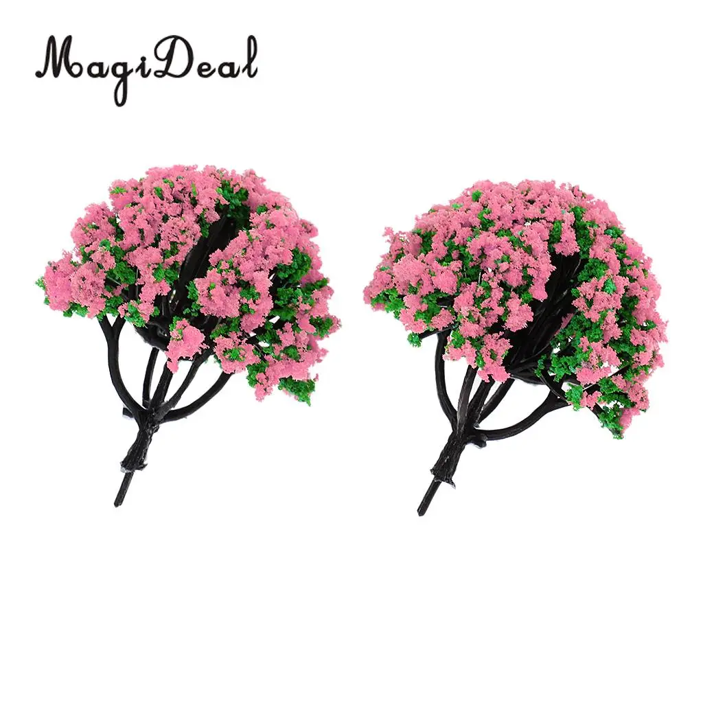 MagiDeal 10Pcs 1/200 Scale Model Flower Trees Green Train Railroad Scenery Landscape for Diorama Model Layout Toys 5Colors