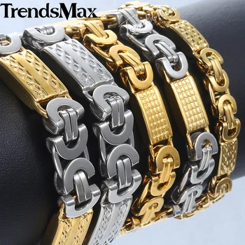 

Men's Bracelets Hip Hop Gold Byzantine Link Chain Stainless Steel Bracelet For Male Jewelry Dropshipping 6/8/11mm KKBB5