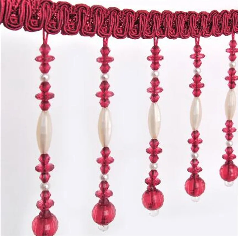 12m Ivory bead Tassel Lace curtain trimmings fringes hanging trim sofa