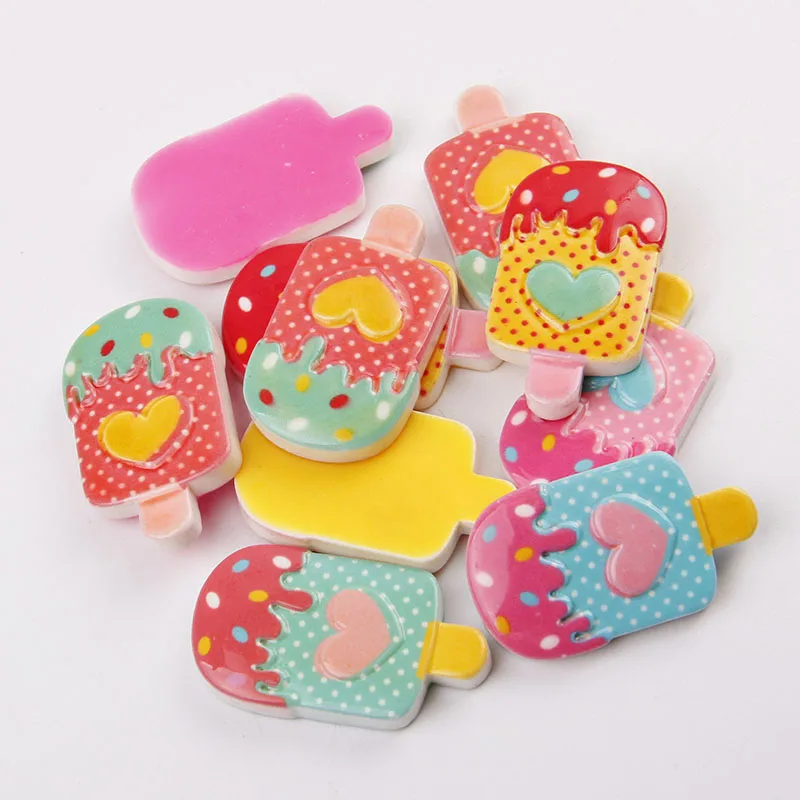 Новая мода смешанные цвета 21*35 мм 20 шт Flatback Смола Kawaii Мороженое Кабошон