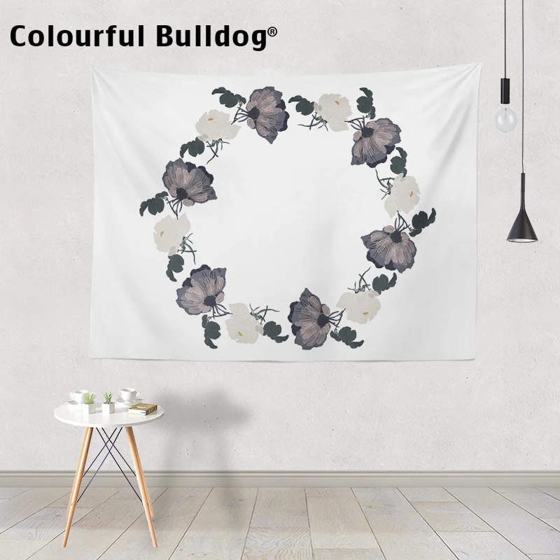 

Beautiful black and white rose wall blanket letters bee flower bone decorative tapestry home apartment living room wall hanging