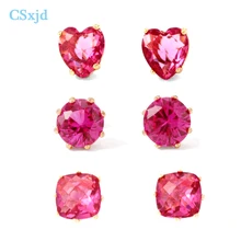 CSxjd медные металлические серьги в форме сердца с камнем, женские сережки с драгоценными камнями, женские серьги в европейском и американском стиле