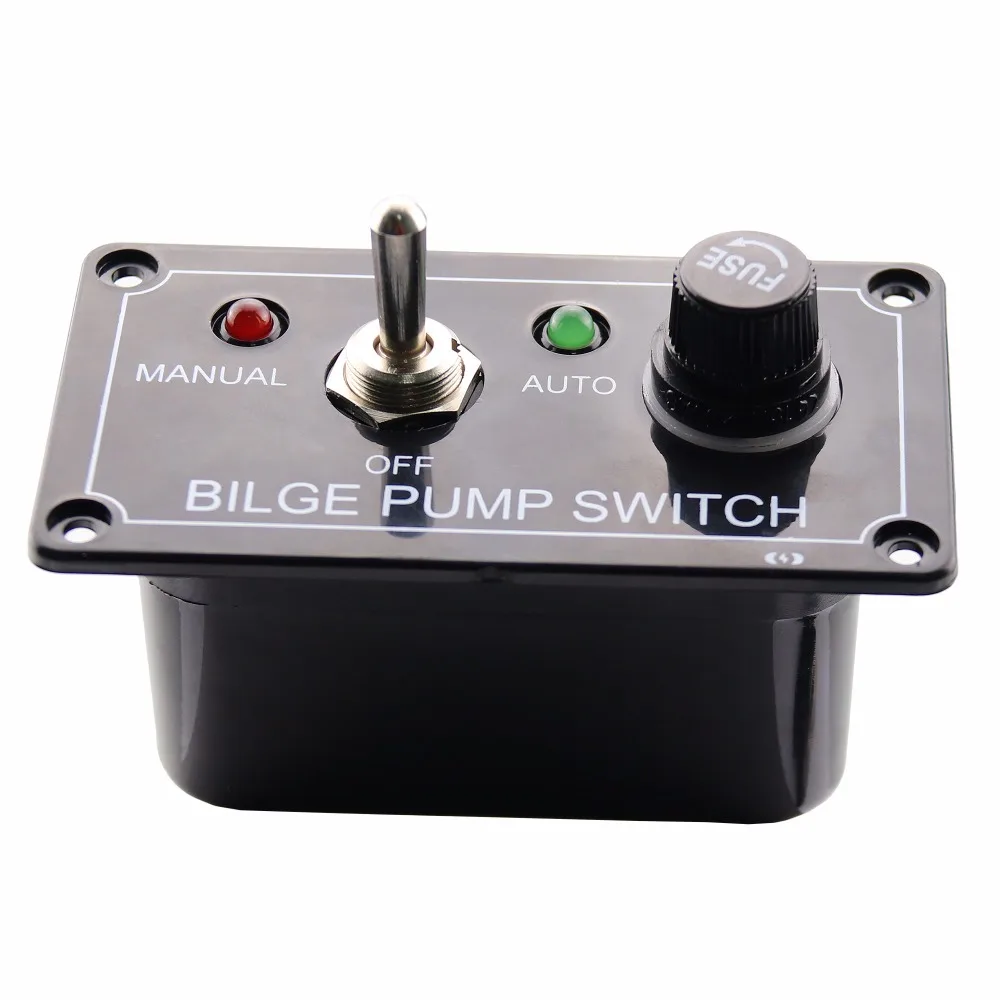 

3-Way Bilge Pump Switch Panel ON-OFF-ON with Fuse holders and pre-installed fuses