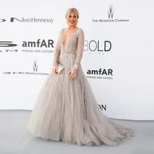 Шикарные побрякушки, блестки, бусины, серебро, длинный рукав, формальное платье Hofit Голан для красной дорожки, популярное платье Vestidos Longo