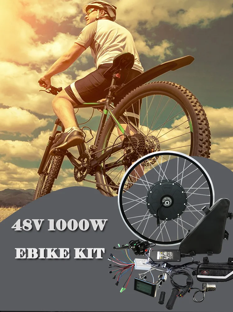 Best 48V 1000w Electric Bike Conversion Kit with 48V 20AH  Battery Motor Wheel for 20" 26" 700C Powerful Ebike electronic diy kit 2