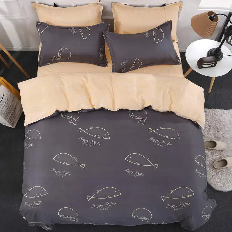 

cute dolphin fish bedding set queen double king size gery sheet set 3/4pc 3d print Flamingo duvet cover cartoon animals linen