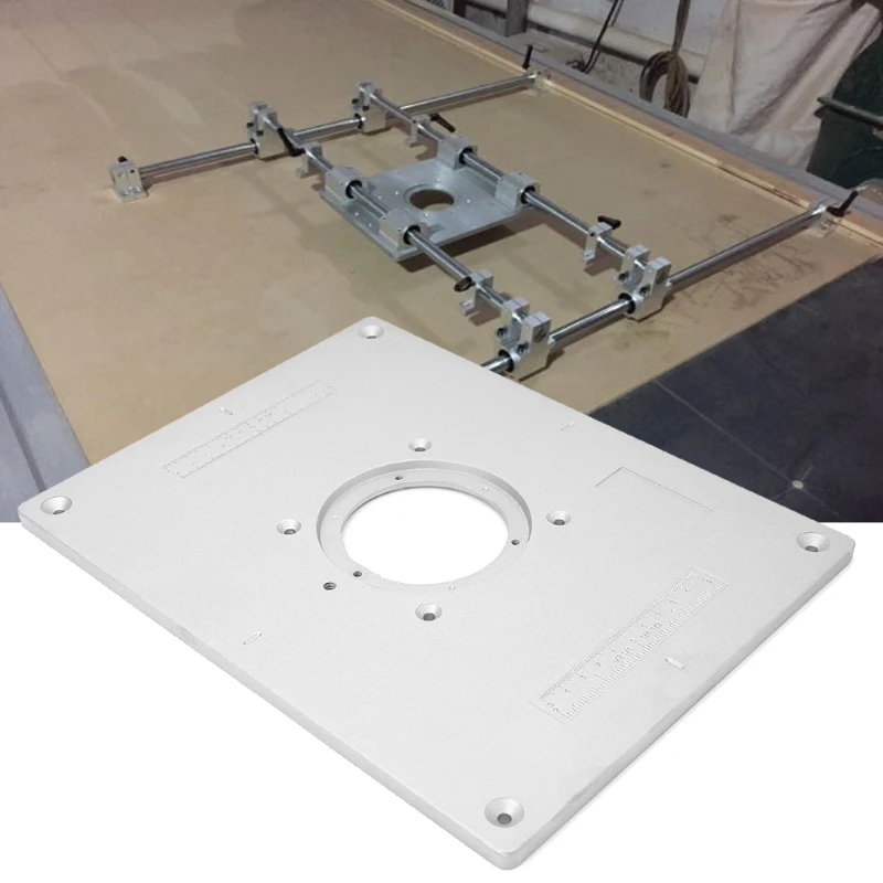 700C Aluminum Router Table Insert Plate + 4 Rings Screws For Woodworking Benches