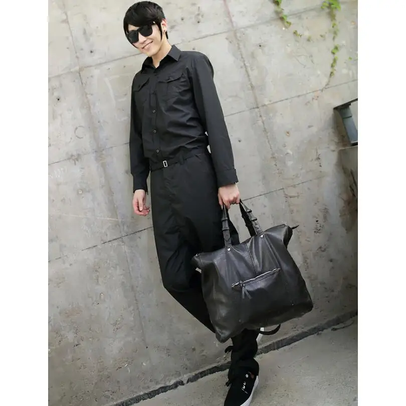 

2017 New Men clothing Hair Stylist fashion one piece tooling casual pants trousers work wear jumpsuit plus size singer costumes