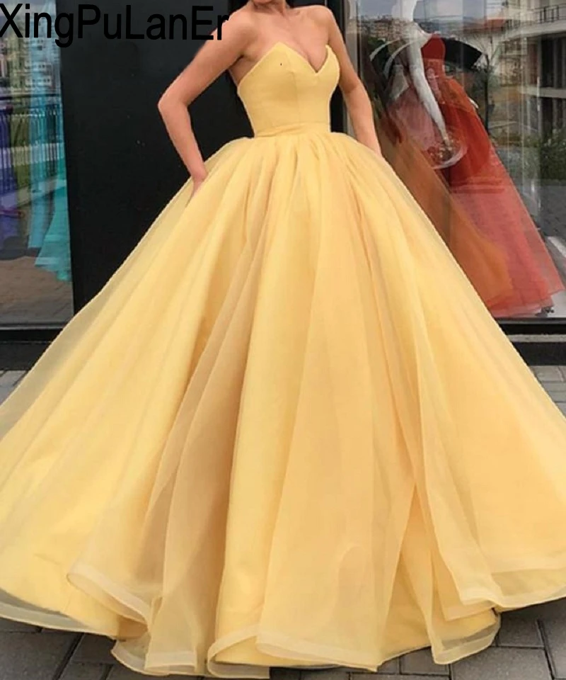 XingPuLanEr длинное бальное платье желтое платье для выпускного 2019 Элегантный с плеча Платья для специальных торжеств сладкий 16 платья Vestido