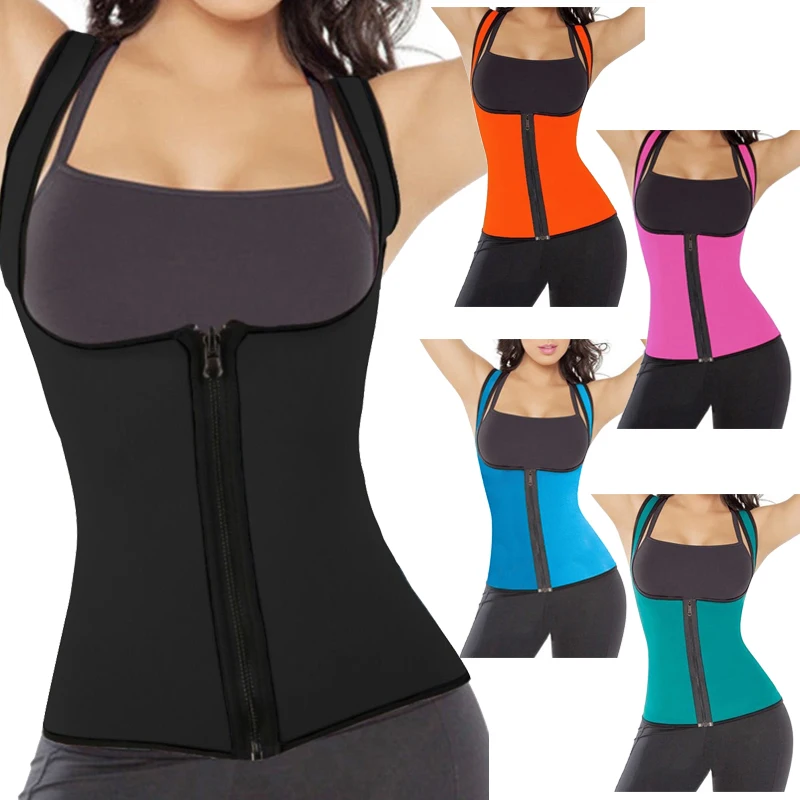 Miss Moly Women EXTREME Neoprene Sweat Zip Shapewear Push Up Vest Waist