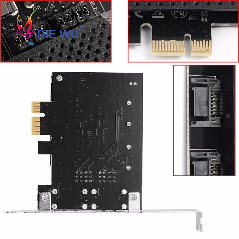 Плата расширения PCI Express PCI-E 1X to 2 ESATA+ 2 SATA3 для ASMedia поддерживает горячую замену TXB057