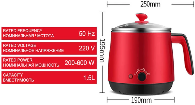 Мини мульти плиты 1.5L пищевой нержавеющей стали горячий горшок электрическая плита паровые суповые горшки идеально подходит для общежития и дома