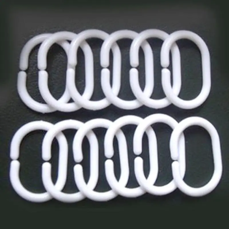 

12Pcs/Lot Plastic Shower Curtain Hooks Hanger C type Rings Bath Drape Loop Clasp for Curtain Professional Home Decoration