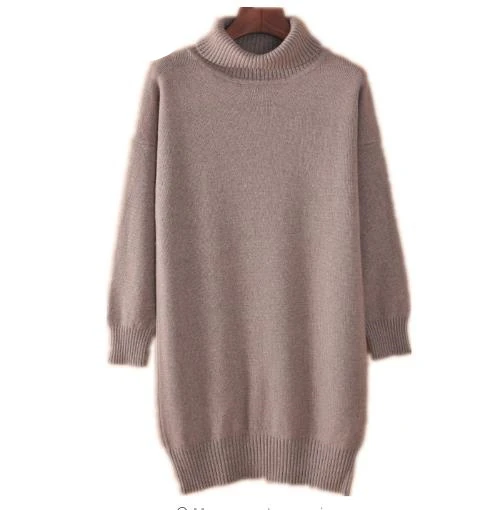 Plus size Cashmere Blended Knitted Long Sweater Women Tops 2021 Autumn Winter Pullover Turtleneck Solid Color Pull Femme Hiver | Женская
