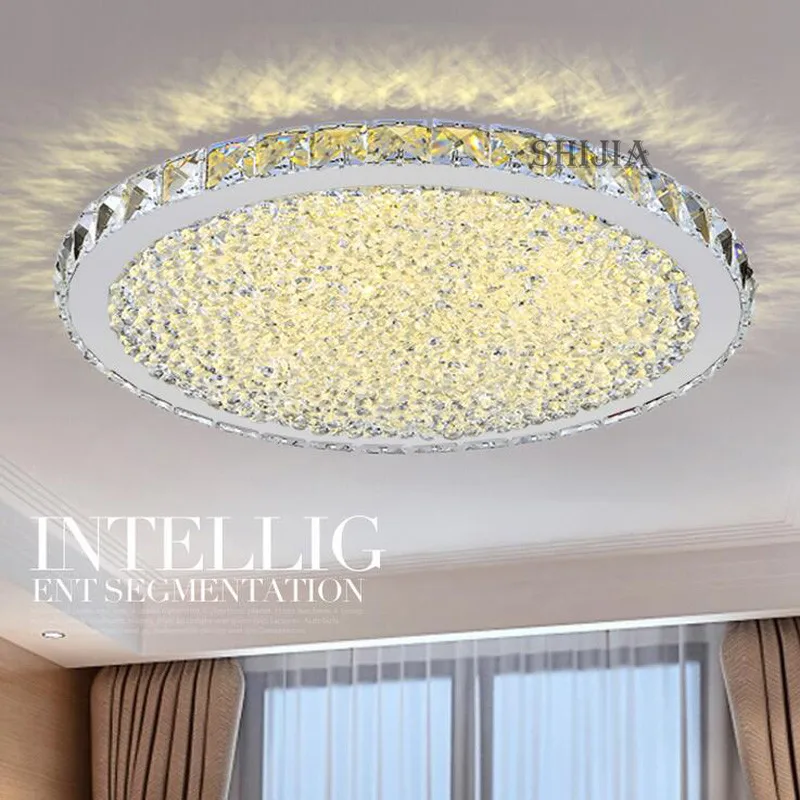 Us 90 3 30 Off Luxus Led Flush Mount Runde Kristall Decke Lichter Leuchte Fur Wohnzimmer Led Wireless Kuche Decke Plafond Lampe In Deckenleuchten