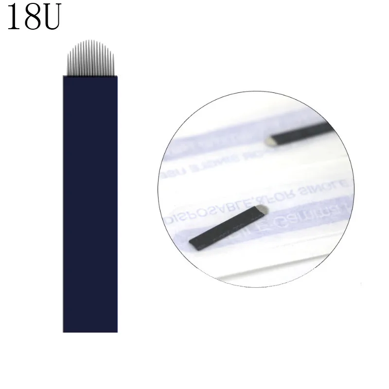 

Black 0.20mm 18U Microblading Blades Microblading Eyebrow Blades Shading Needles Tattoo Curved Manual Micro Needles
