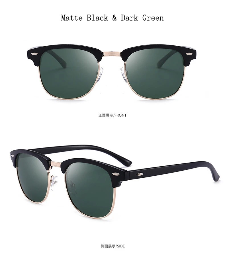 [EL Malus] Поляризованные солнцезащитные очки с круглой оправой, мужские серые, желтые, серебристые, красные линзы ночного видения, зеркальные Ретро дизайнерские солнцезащитные очки - Цвет линз: Dark Green