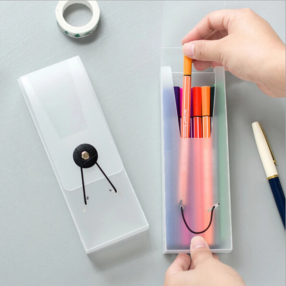 

Concise Frosted Big Frosted PP Pencil Bag Creative Plastic Simple Pencil Case For School Student Multifunctional Pencil Cases