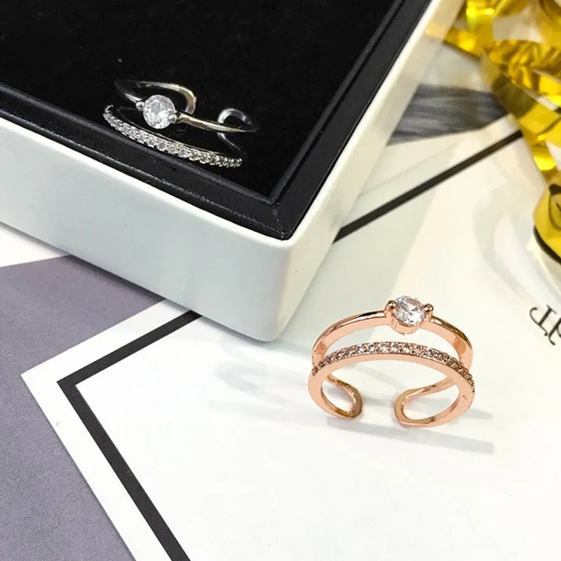 Кристалл Обручение кольца для Для женщин Нержавеющая сталь Jewelry розовое золото