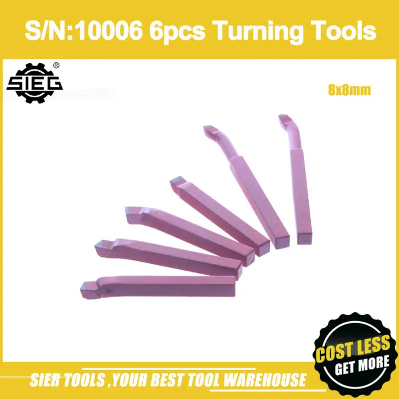 

Free Shipping!/S/N:10006 6pcs 8x8mm Turning Tools/SIEG Lathe Tool